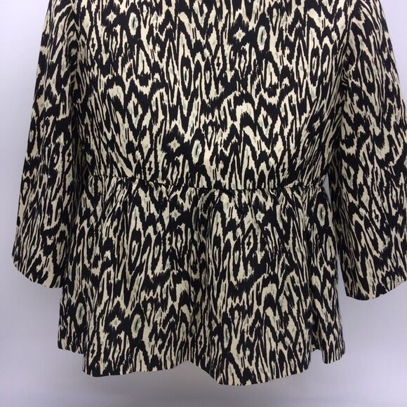 Nanette Lepore Womens Tribal Black/White/Teal-Gray 3/4 Length Sleeve Blazer-Sz 4 - Picture 7 of 14